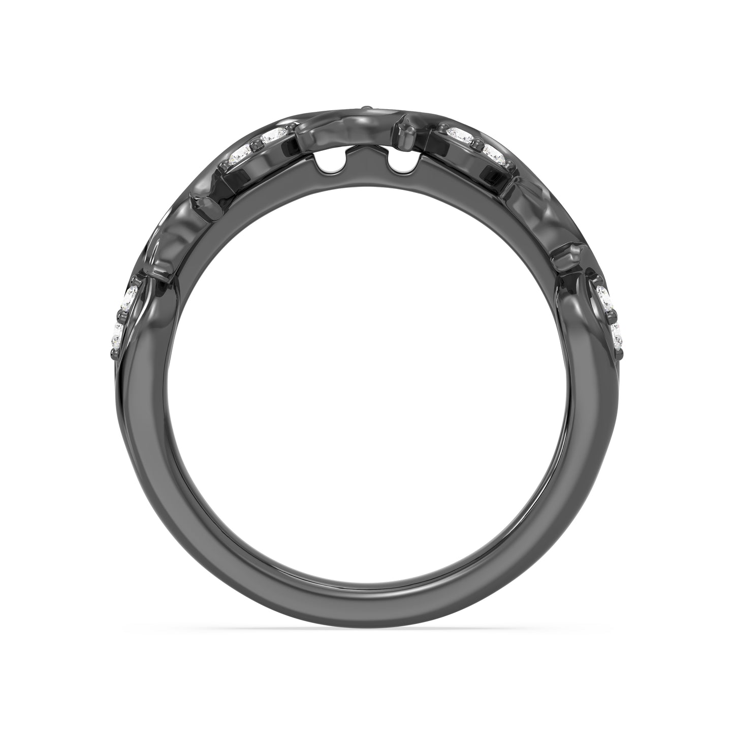 Enchanted Star Black Rhodium over 14K White Gold with 1/6 CTTW Lab Grown Diamond, Disney's Maleficient Wedding Band
