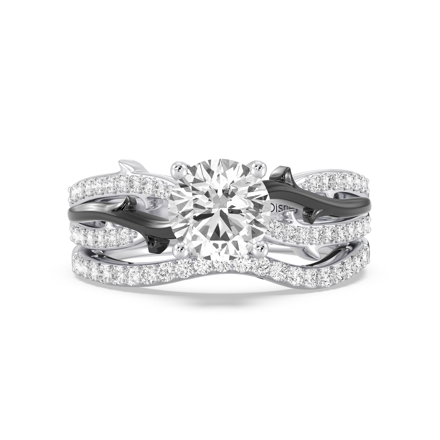 Enchanted Star 14K Gold and Black Rhodium with 1/5 CTTW Lab Grown Diamond, Disney's Maleficent Wedding Band