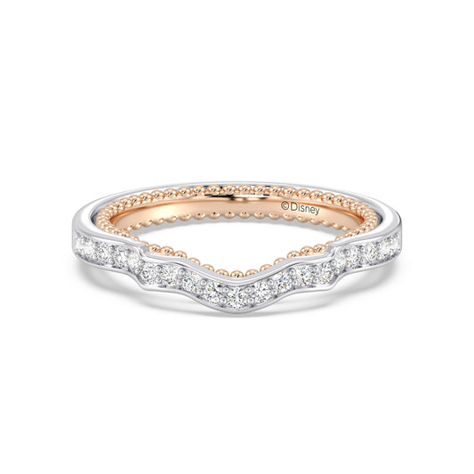 Enchanted Star 14K White and Yellow Gold With 1/4 CTTW Lab Grown Diamonds, Disney's Cinderella Wedding Band