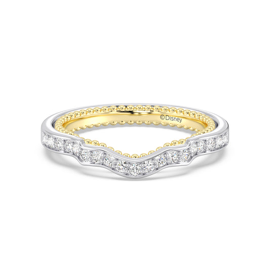Enchanted Star 14K White and Yellow Gold With 1/4 CTTW Lab Grown Diamonds, Disney's Cinderella Wedding Band