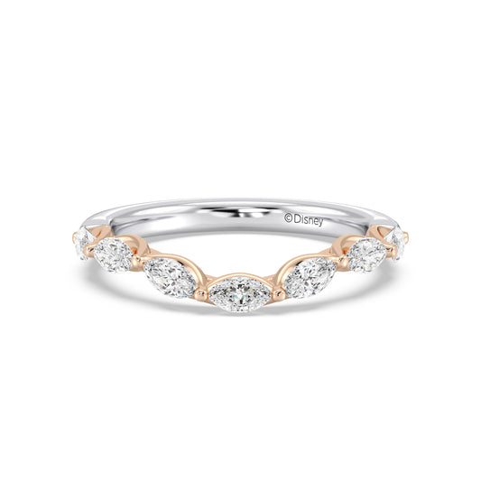 Enchanted Star 14K White and Rose Gold With 5/8 CTTW Lab Grown Diamonds, Disney's Belle Wedding Band