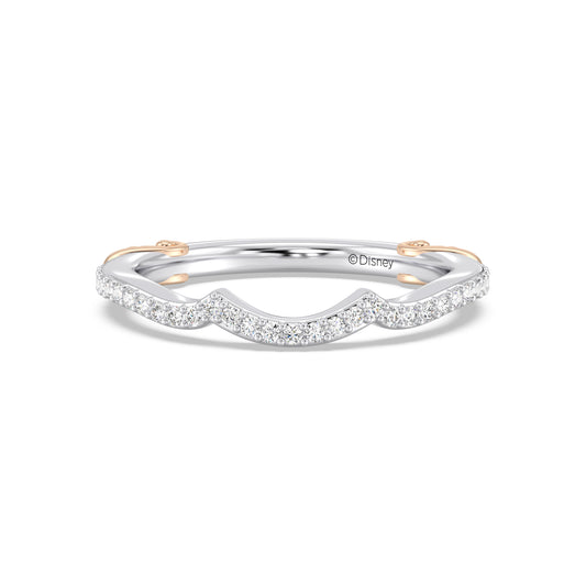 Enchanted Star 14K White and Rose Gold With 1/5 CTTW Lab Grown Diamonds, Disney's Belle Wedding Band