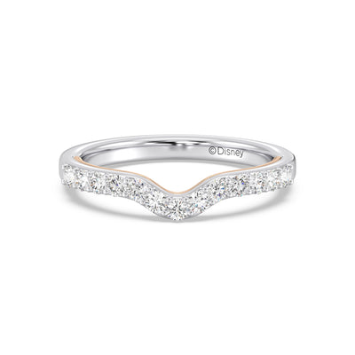 Enchanted Star 14K White and Rose Gold With 3/8 CTTW Lab Grown Diamonds, Disney's Belle Wedding Band
