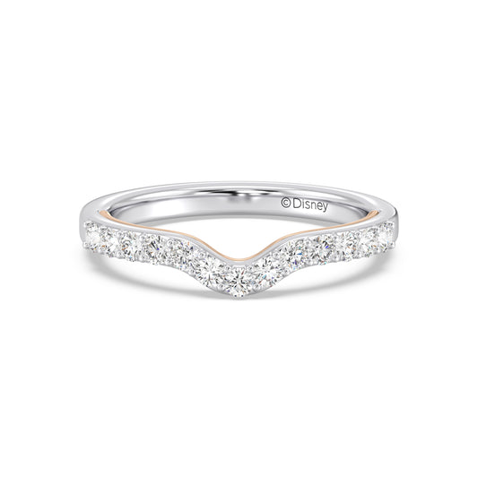 Enchanted Star 14K White and Rose Gold With 3/8 CTTW Lab Grown Diamonds, Disney's Belle Wedding Band