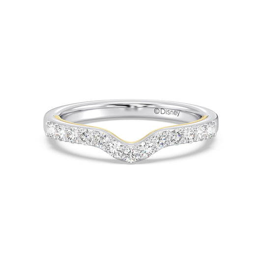 Enchanted Star 14K White and Rose Gold With 3/8 CTTW Lab Grown Diamonds, Disney's Belle Wedding Band