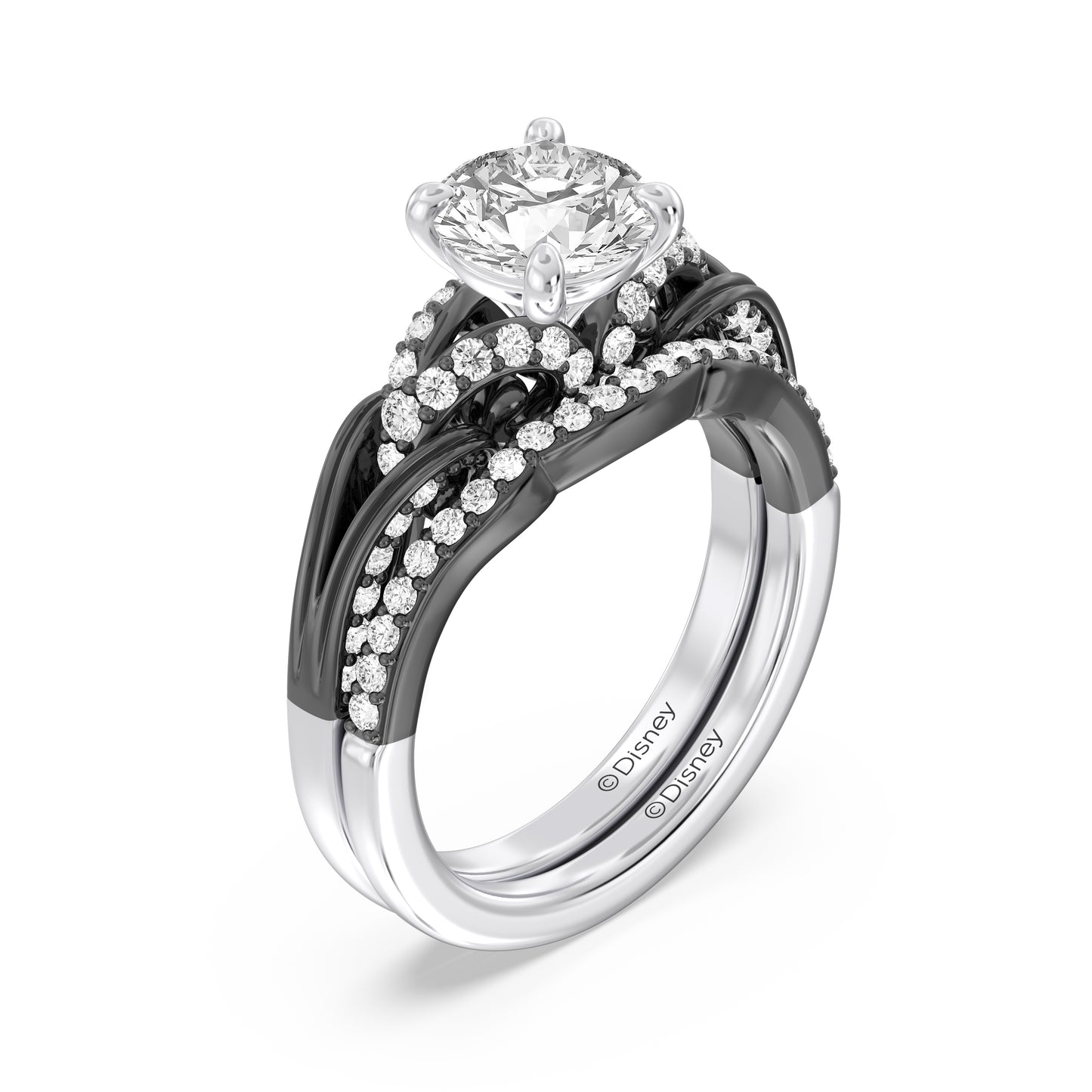 Enchanted Star 14K Gold and Black Rhodium with 1/5 CTTW Lab Grown Diamond, Disney's Ursula Wedding Band