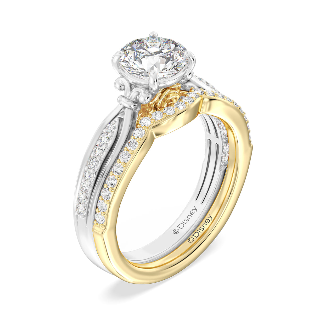 Enchanted Star 14K Gold With 1/5 CTTW Lab Grown Diamonds, Disney's Belle Wedding Band