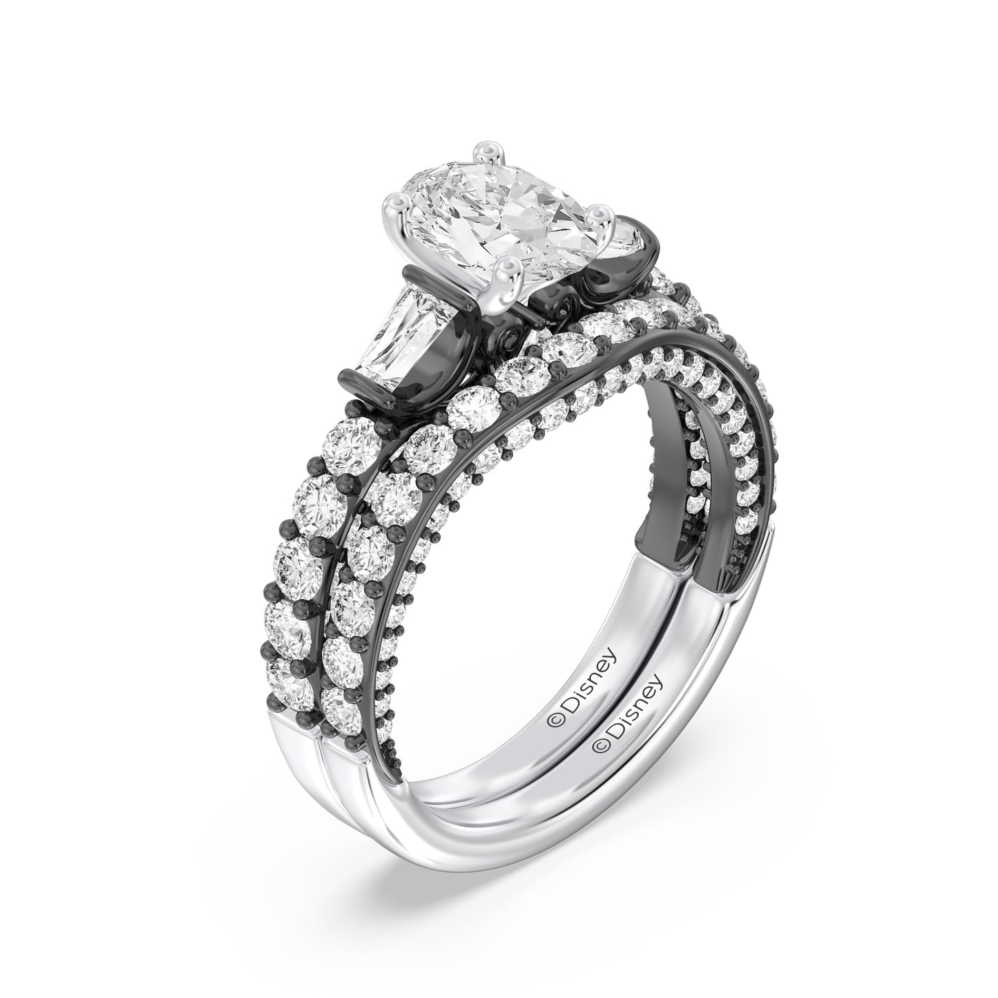 Enchanted Star 14K Gold and Black Rhodium with 7/8 CTTW Lab Grown Diamond, Disney's Ursula Wedding Band