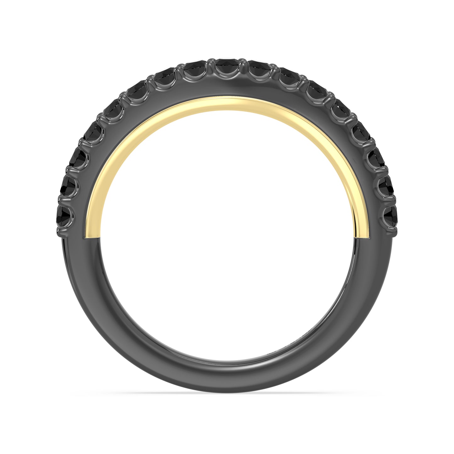 Enchanted Star 14K Gold and Black Rhodium with 3/4 CTTW Black Spinel, Disney's Ursula Wedding Band