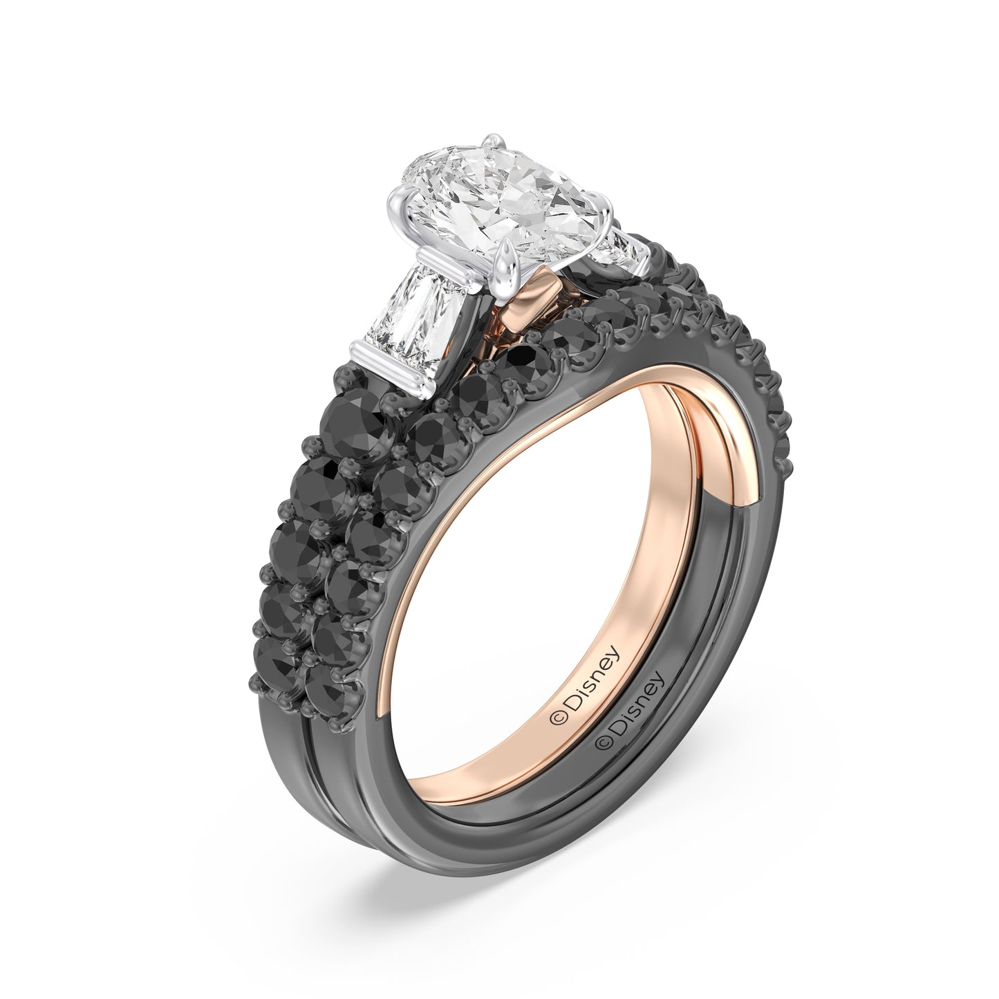 Enchanted Star 14K Gold and Black Rhodium with 3/4 CTTW Black Spinel, Disney's Ursula Wedding Band