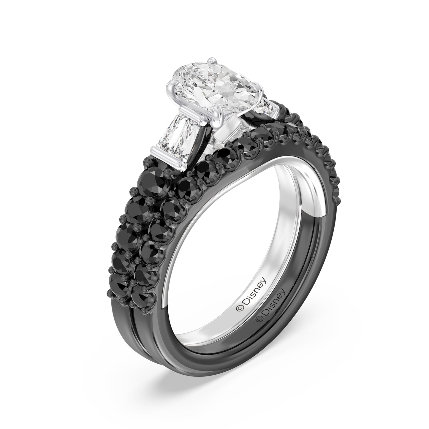 Enchanted Star 14K Gold and Black Rhodium with 3/4 CTTW Black Spinel, Disney's Ursula Wedding Band
