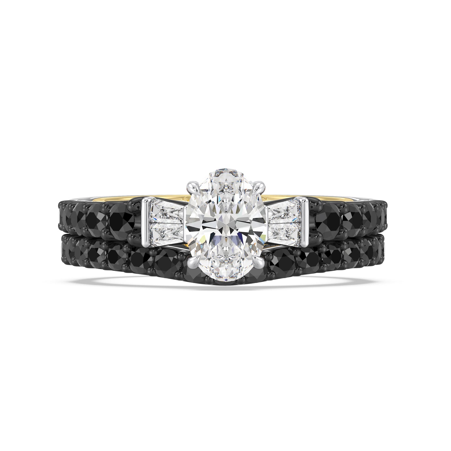 Enchanted Star 14K Gold and Black Rhodium with 3/4 CTTW Black Spinel, Disney's Ursula Wedding Band