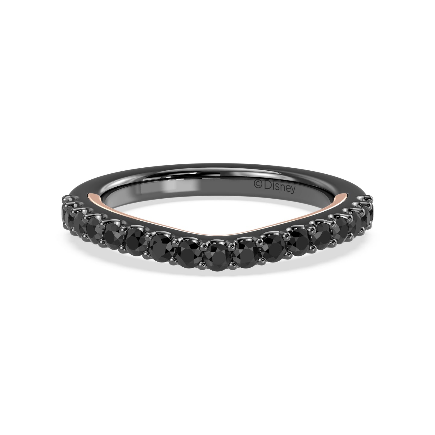 Enchanted Star 14K Gold and Black Rhodium with 3/4 CTTW Black Spinel, Disney's Ursula Wedding Band
