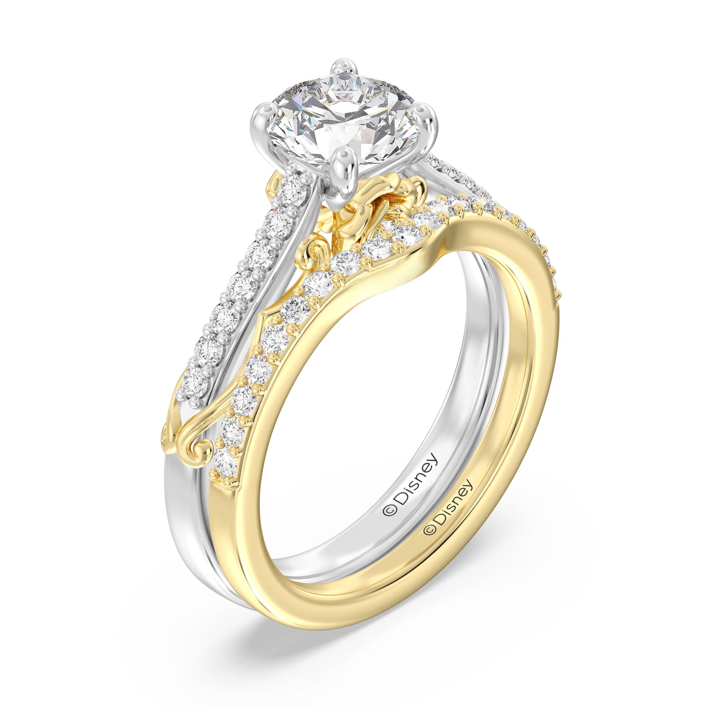 Enchanted Star 14K Gold With 1/4 CTTW Lab Grown Diamonds, Disney's Belle Wedding Band