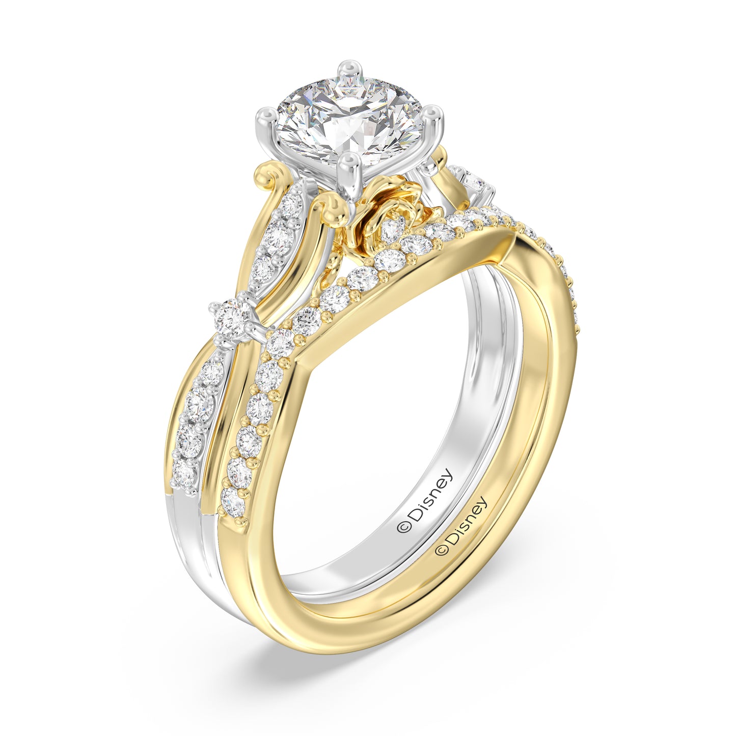 Enchanted Star 14K Gold With 1/4 CTTW Lab Grown Diamonds, Disney's Belle Wedding Band