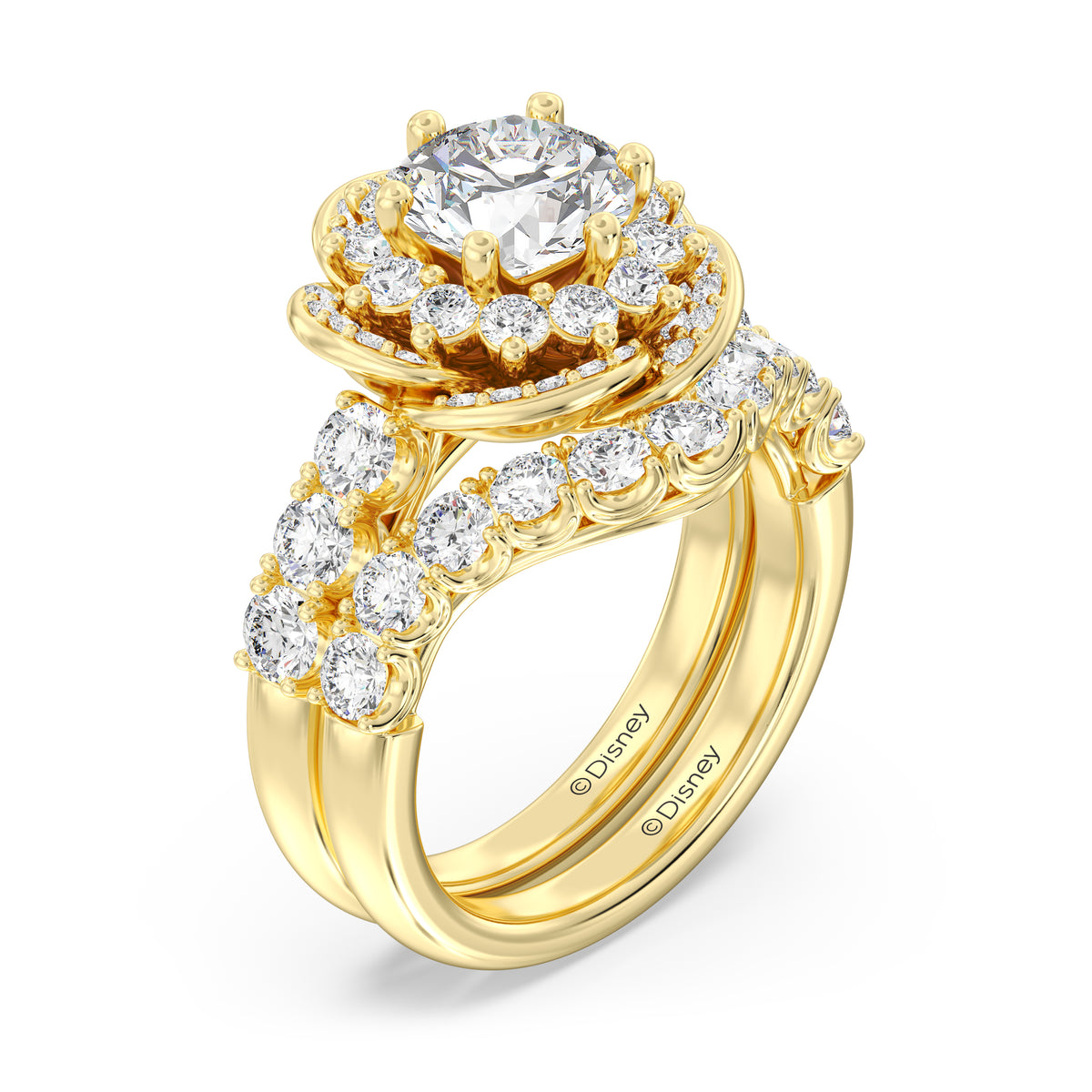 Enchanted Star 14K Gold With 3/4 CTTW Lab Grown Diamonds, Disney's Belle Wedding Band