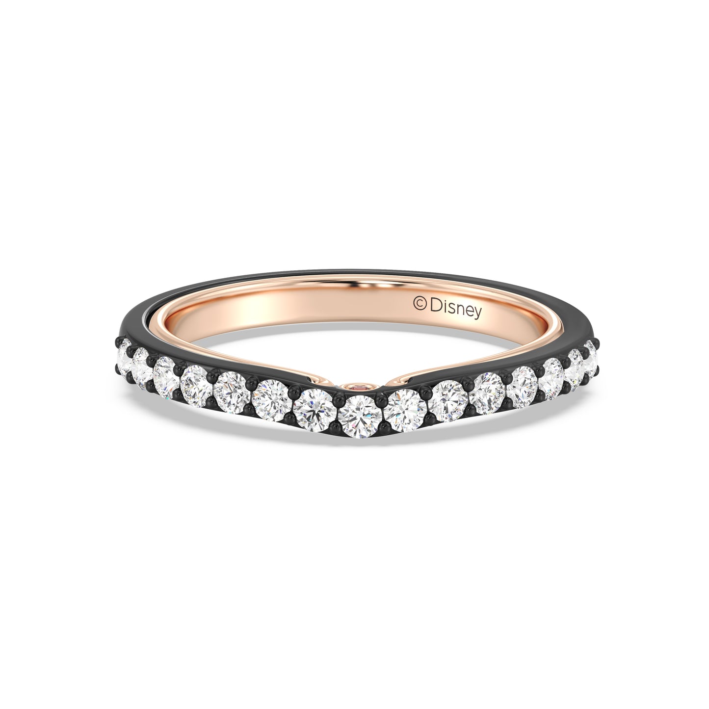 Enchanted Star 14K Gold and Black Rhodium with 3/8 CTTW Lab Grown Diamond And Garnet, Disney's Evil Queen Wedding Band