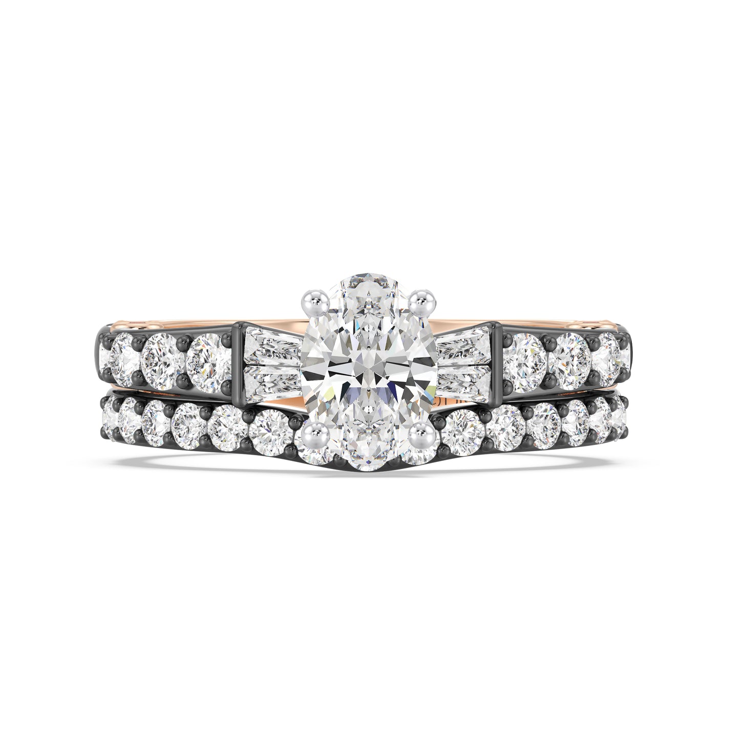 Enchanted Star 14K Gold and Black Rhodium with 3/8 CTTW Lab Grown Diamond And Garnet, Disney's Evil Queen Wedding Band