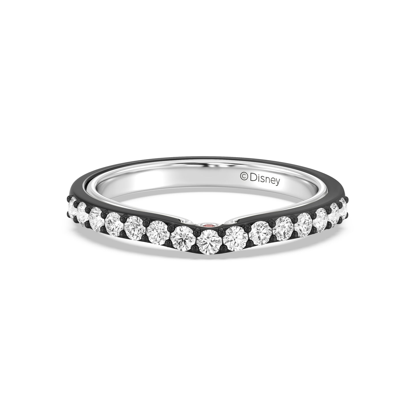 Enchanted Star 14K Gold and Black Rhodium with 3/8 CTTW Lab Grown Diamond And Garnet, Disney's Evil Queen Wedding Band