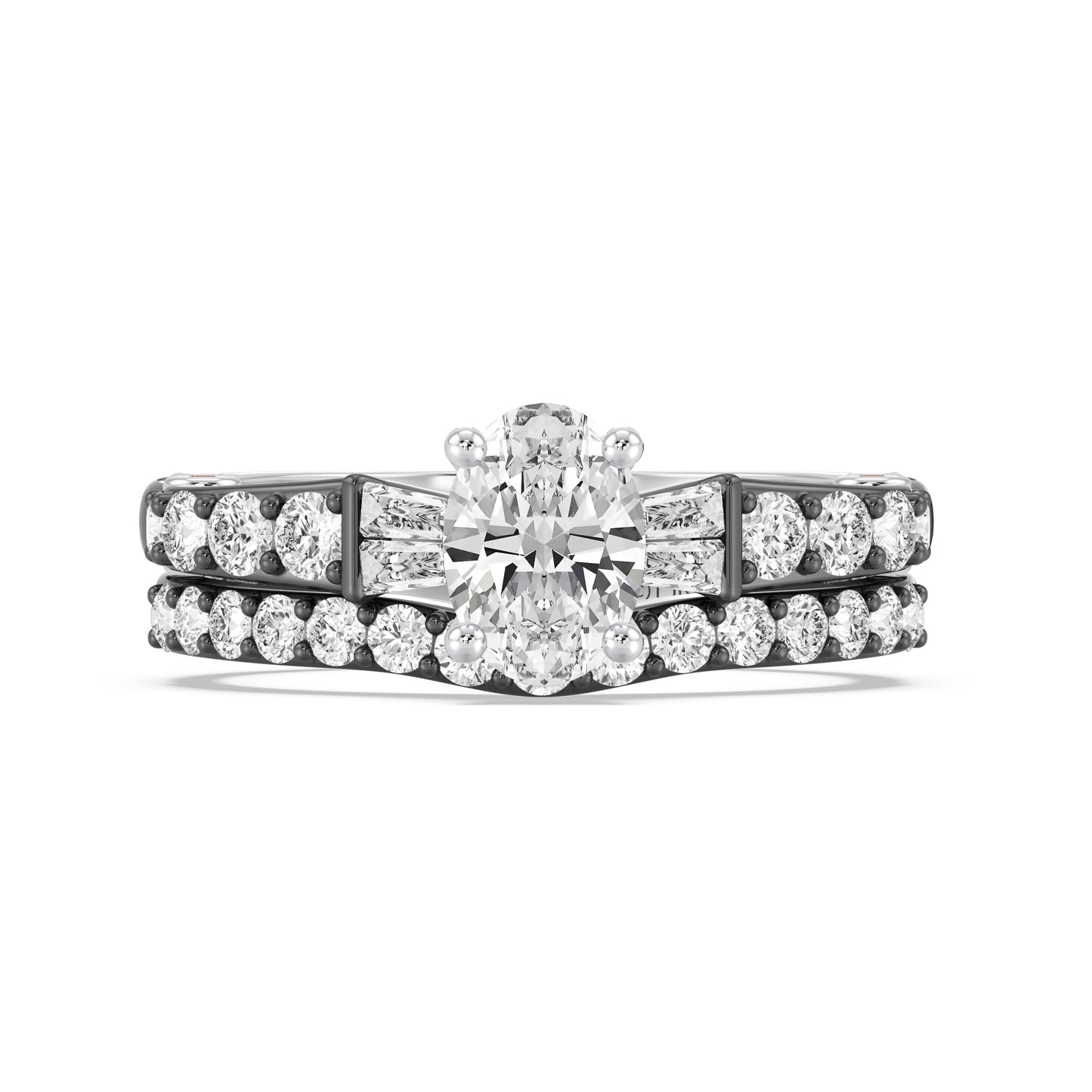 Enchanted Star 14K Gold and Black Rhodium with 3/8 CTTW Lab Grown Diamond And Garnet, Disney's Evil Queen Wedding Band