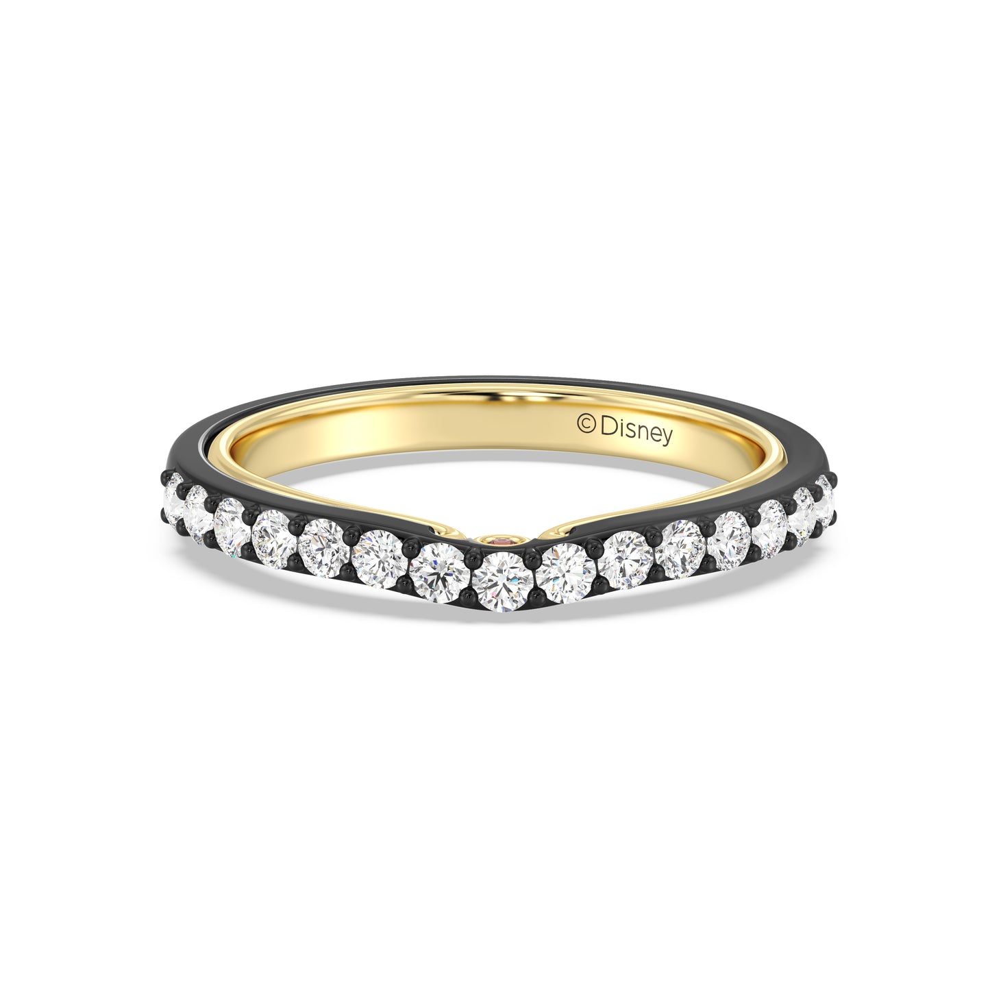 Enchanted Star 14K Gold and Black Rhodium with 3/8 CTTW Lab Grown Diamond And Garnet, Disney's Evil Queen Wedding Band