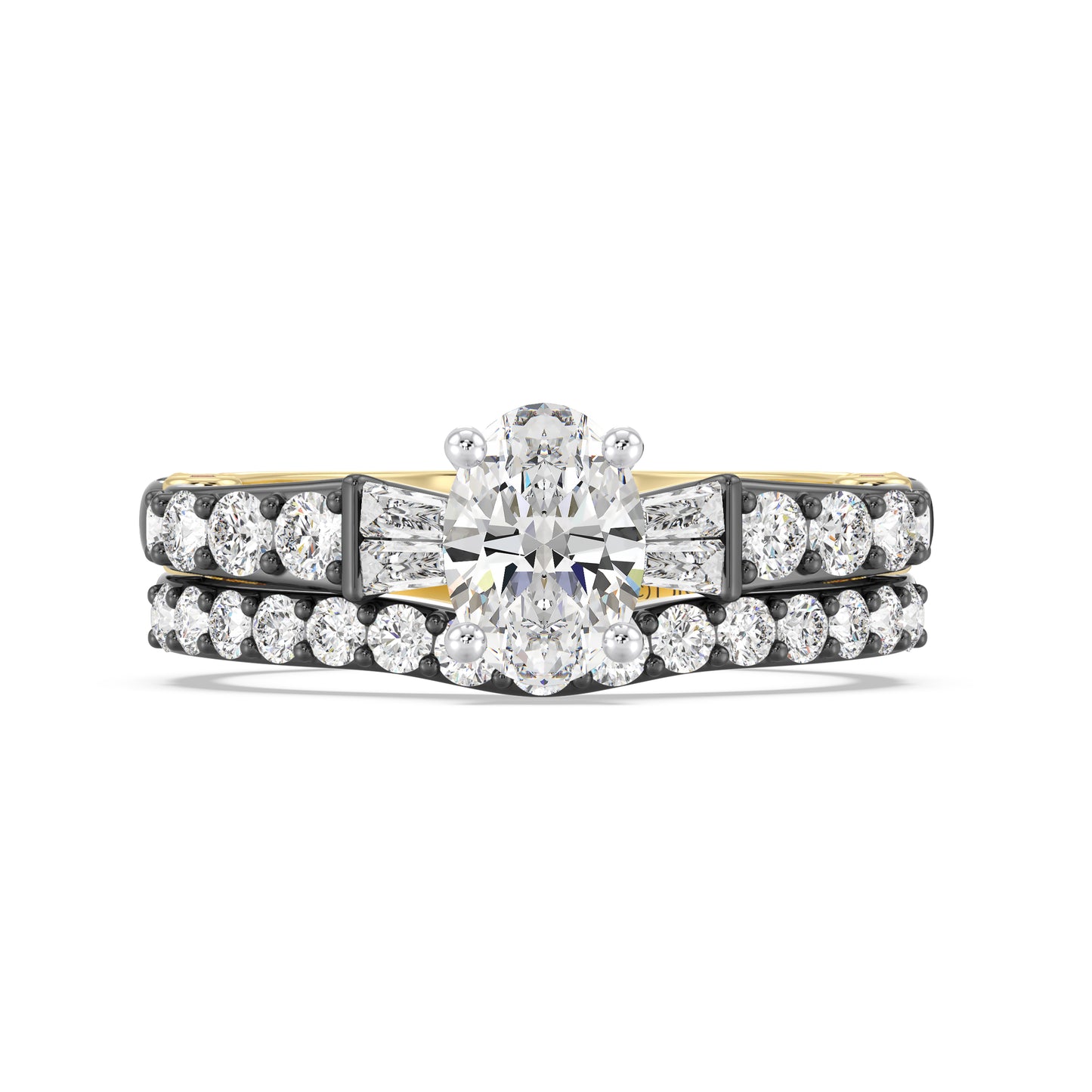 Enchanted Star 14K Gold and Black Rhodium with 3/8 CTTW Lab Grown Diamond And Garnet, Disney's Evil Queen Wedding Band