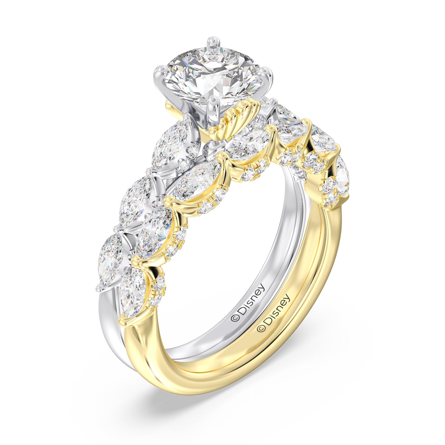 Enchanted Star 14K Gold With 1 1/20 CTTW Lab Grown Diamonds, Disney's Ariel Wedding Band