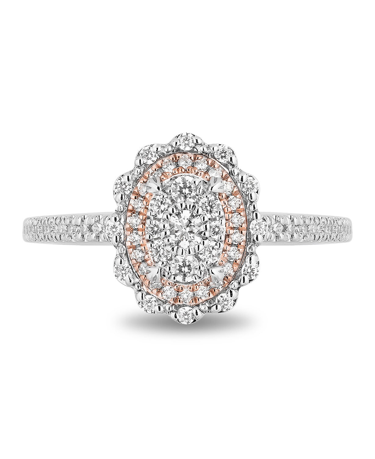 Enchanted Disney Fine Jewelry 14K White Gold and Rose Gold with 1/2 CTTW Diamonds Ariel Seashell Engagement Ring