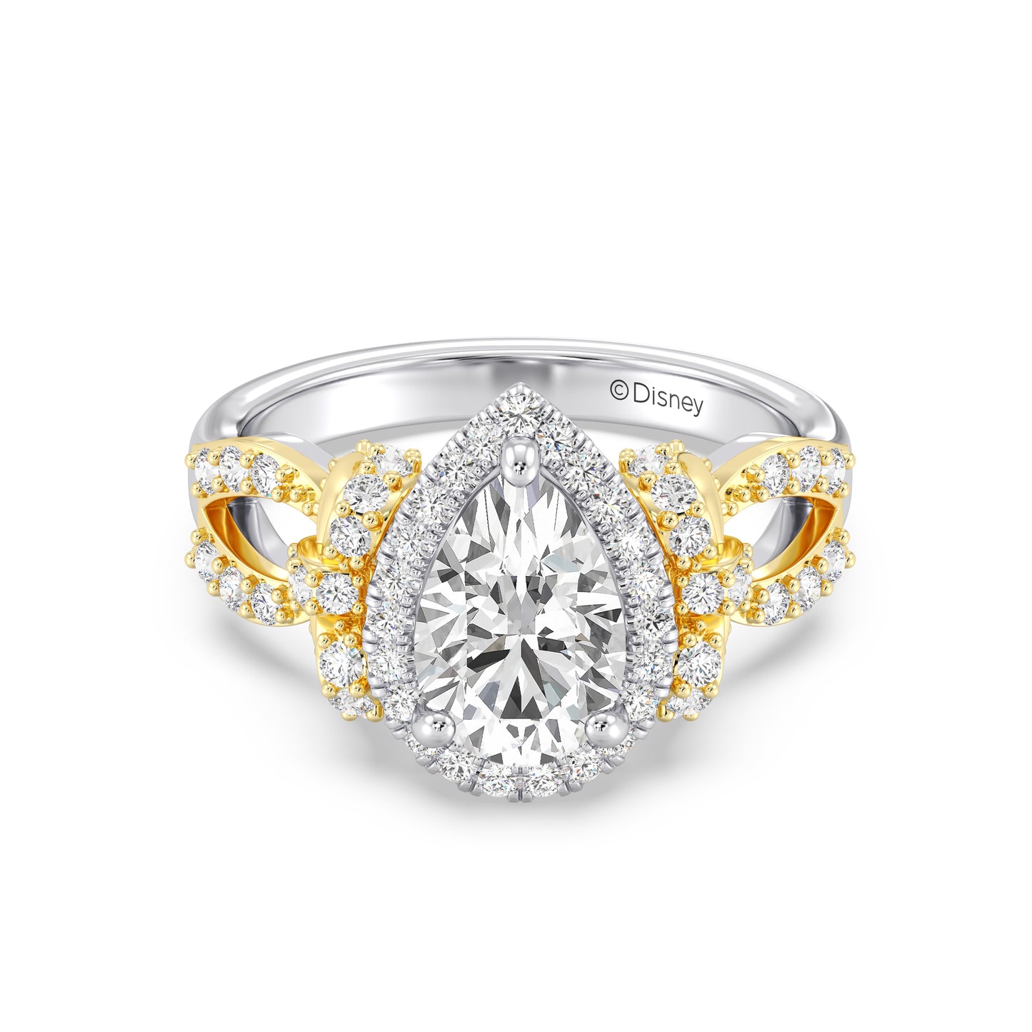 Enchanted Star Lab Grown Diamond 14K Gold Snow White Halo Engagement Ring