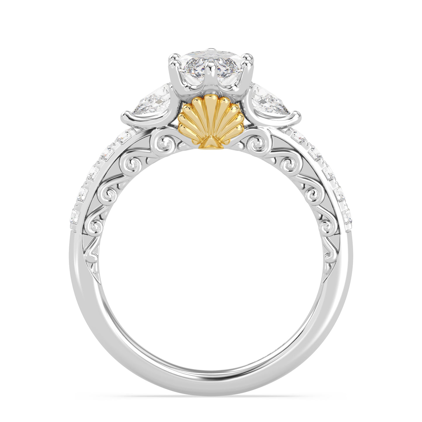 Enchanted Star Lab Grown Diamond 14K Gold Ariel Shell Gallery Engagement Ring