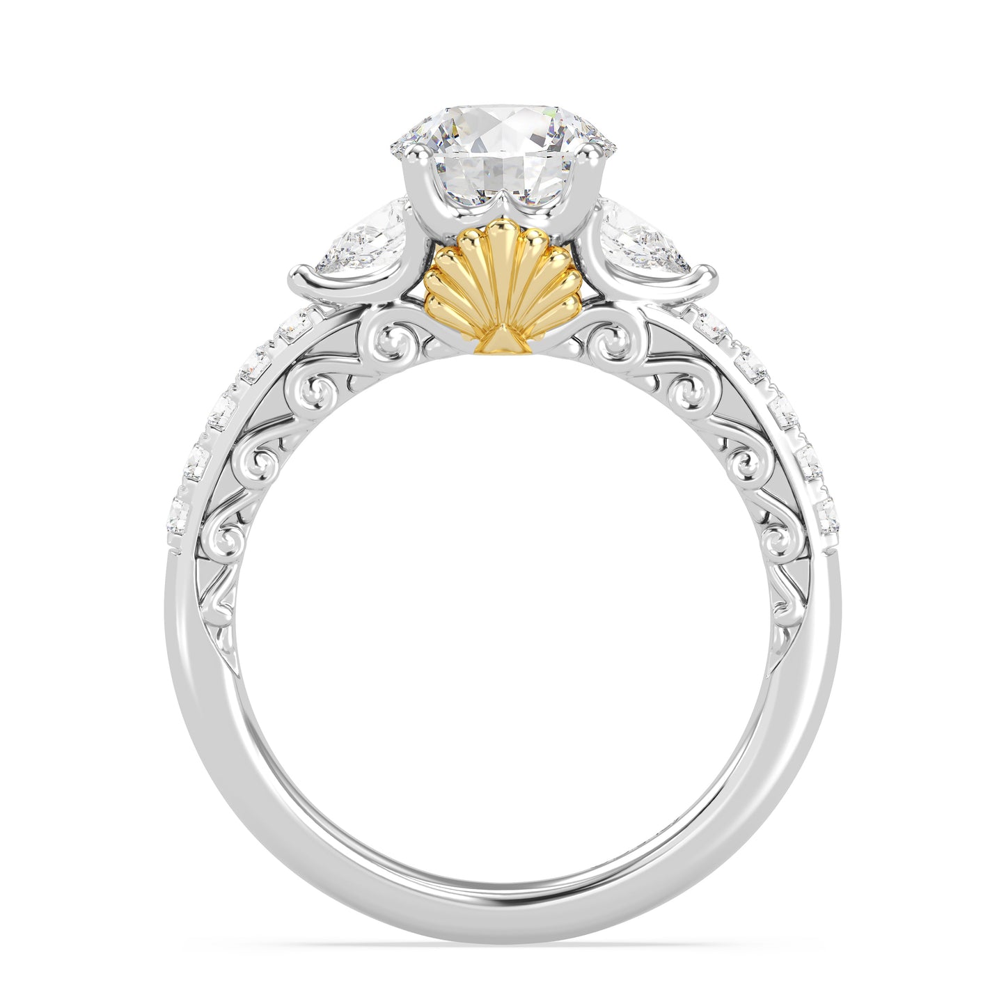 Enchanted Star Lab Grown Diamond 14K Gold Ariel Shell Gallery Engagement Ring