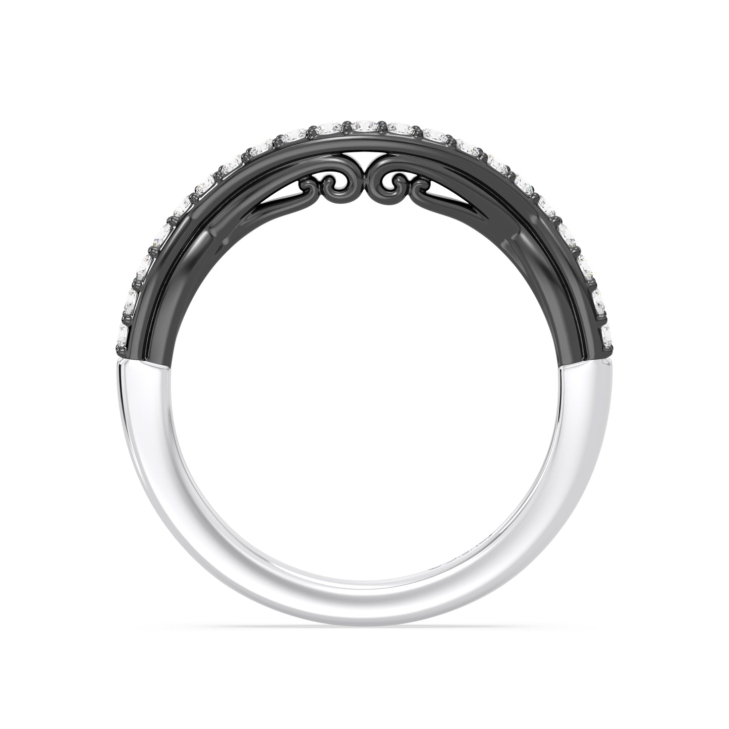 Enchanted Star 14K Gold and Black Rhodium with 1/4 CTTW Lab Grown Diamond, Disney's Ursula Wedding Band