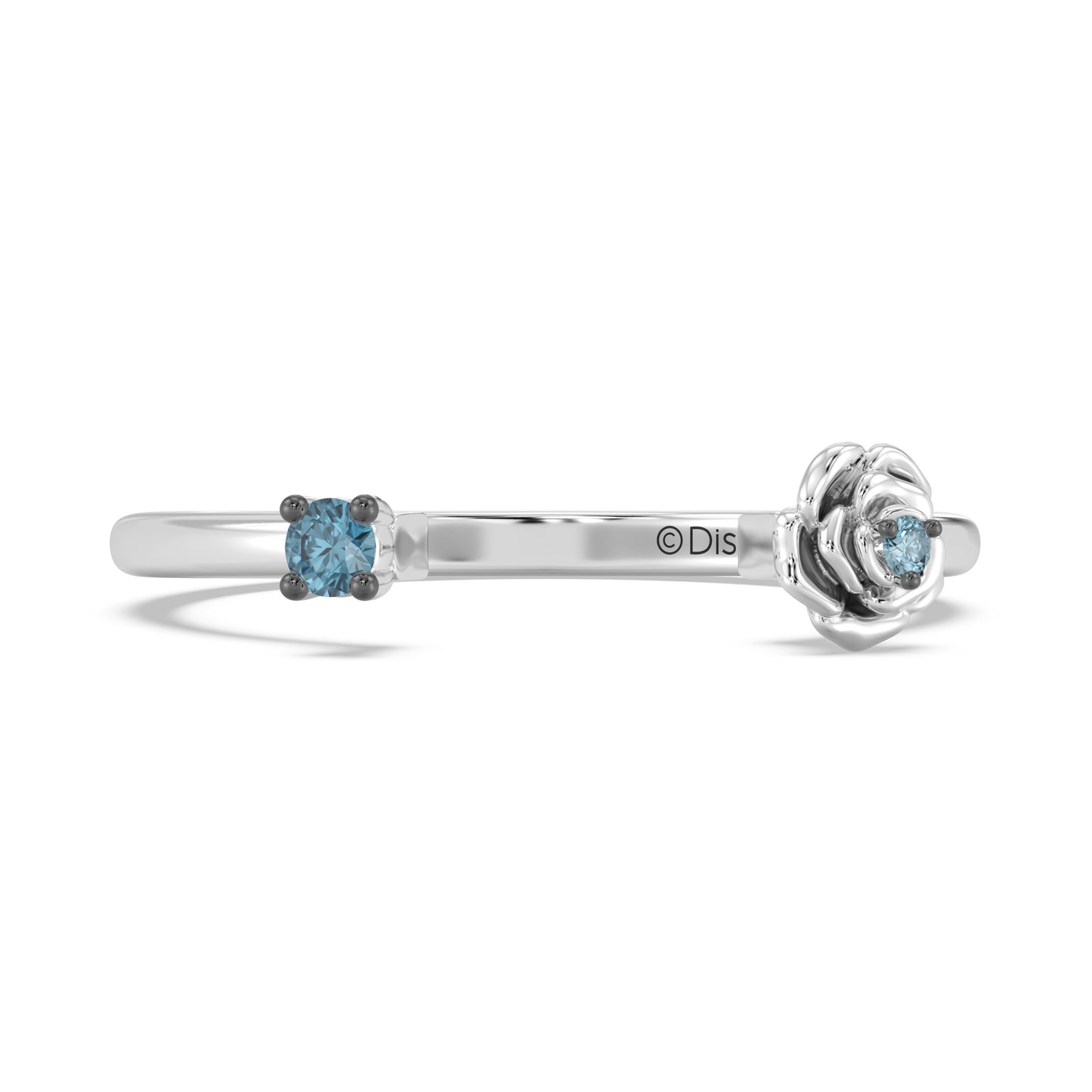 Enchanted Disney Fine Jewelry Sterling Silver and Black Rhodium with London Blue Topaz, Disney Princess Cinderella Ring