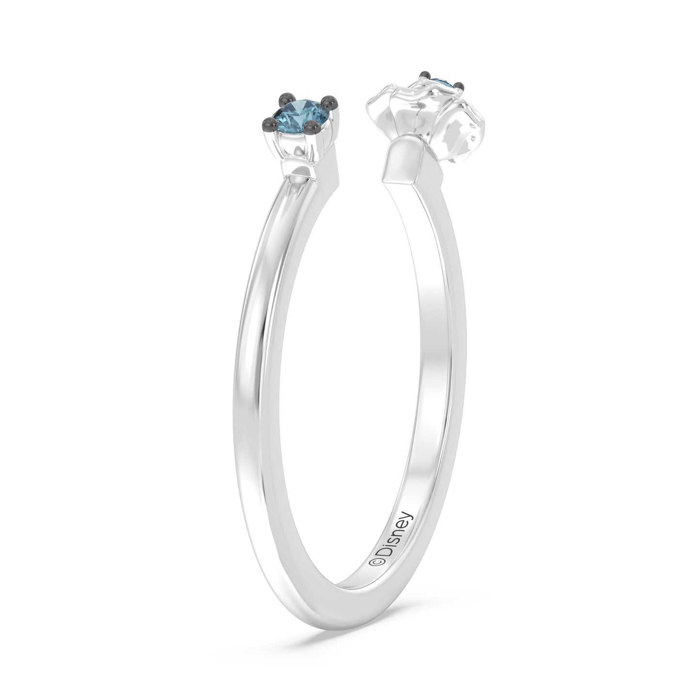 Enchanted Disney Fine Jewelry Sterling Silver and Black Rhodium with London Blue Topaz, Disney Princess Cinderella Ring