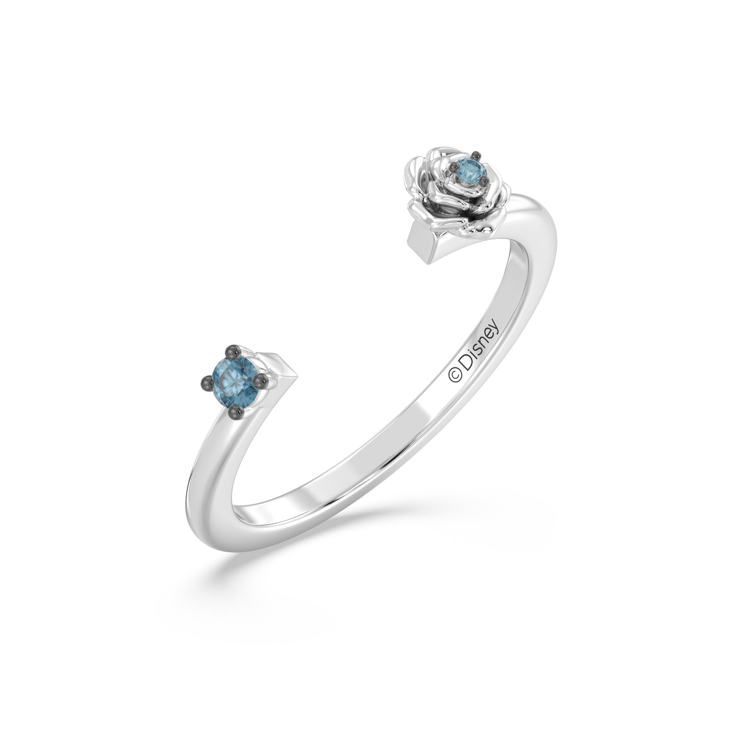 Enchanted Disney Fine Jewelry Black Rhodium over Sterling Silver with London Blue Topaz Cinderella Ring