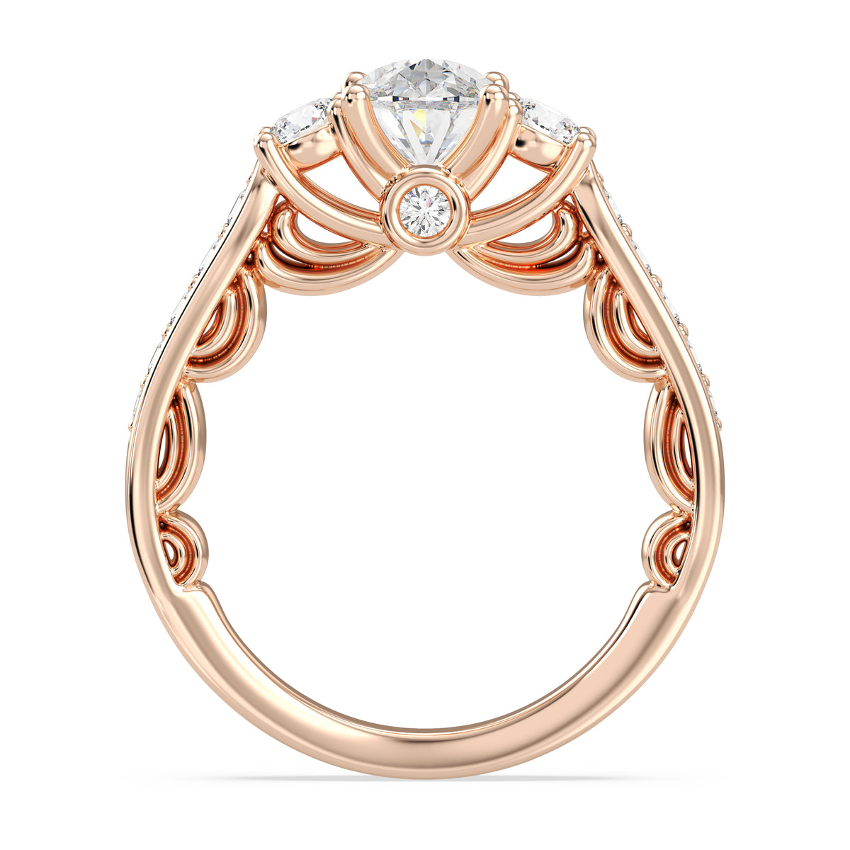 Enchanted Star Lab Grown Diamond 14K Gold Cinderella Three Stone Engagement Ring
