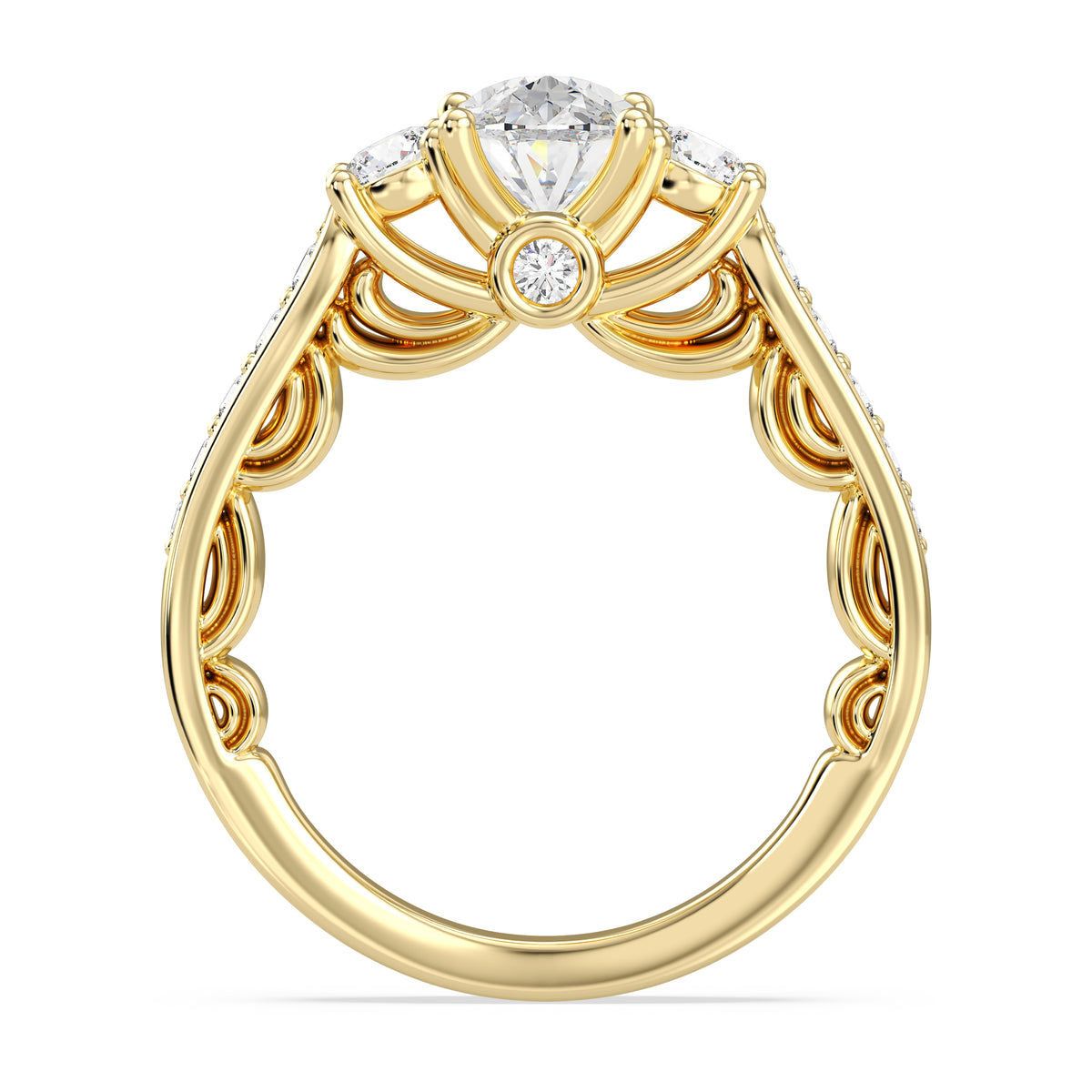 Enchanted Star Lab Grown Diamond 14K Gold Cinderella Three Stone Engagement Ring
