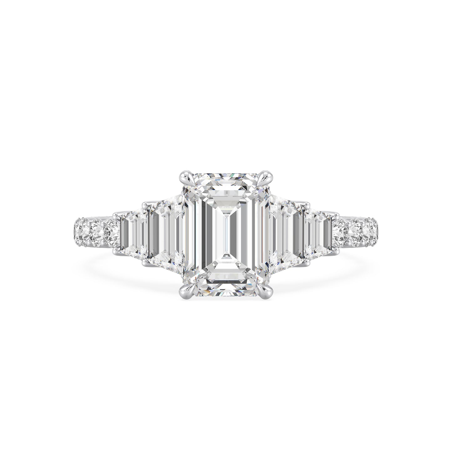 Enchanted Star Emerald-Cut Three-Stone Lab Grown Diamond Disney Princess Cinderella Engagement Ring in 14K Gold
