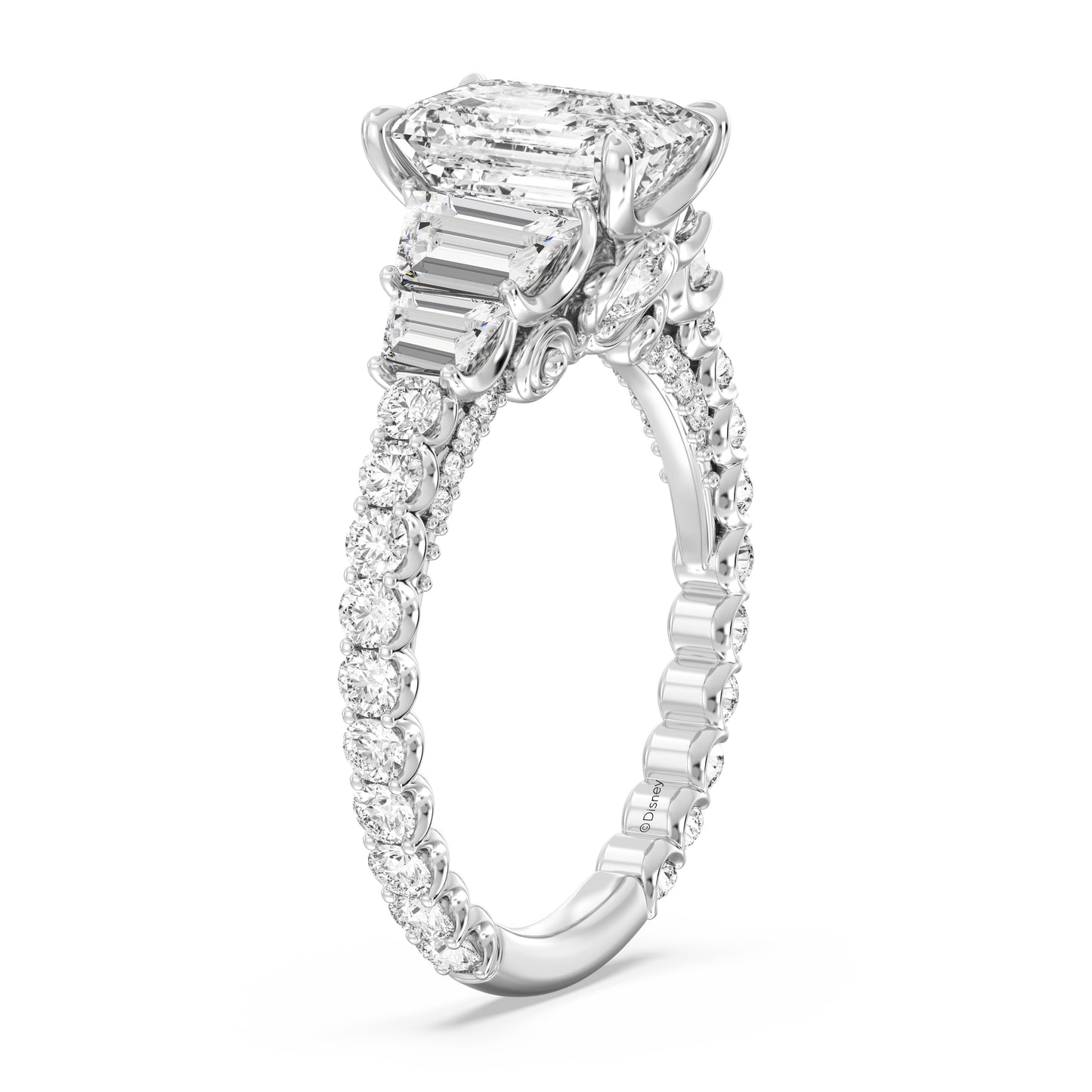 Enchanted Star Emerald-Cut Three-Stone Lab Grown Diamond Disney Princess Cinderella Engagement Ring in 14K Gold