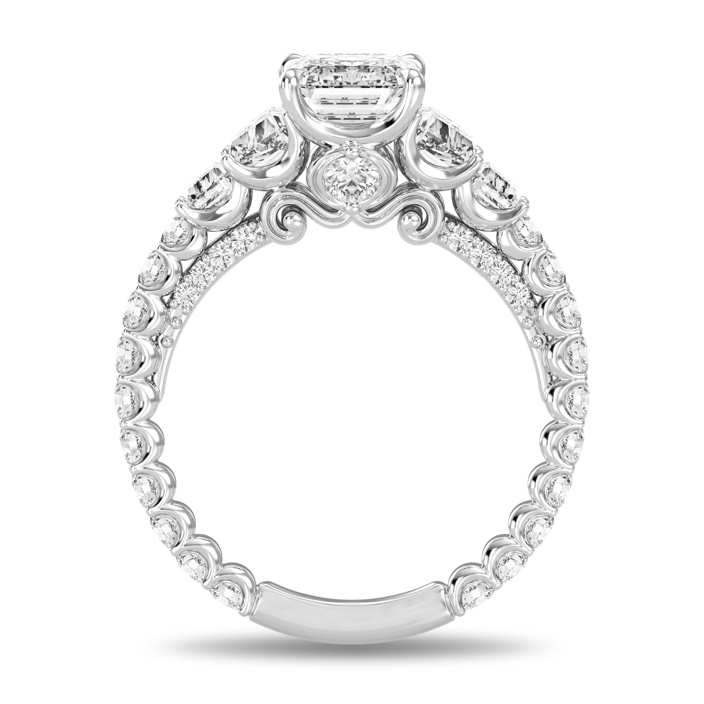 Enchanted Star Emerald-Cut Three-Stone Lab Grown Diamond Disney Princess Cinderella Engagement Ring in 14K Gold