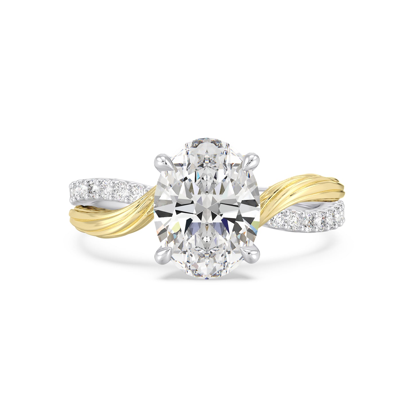 Enchanted Star Lab Grown Diamond Disney Princess Rapunzel Engagement Ring with 14K Two-Tone Gold Twisted-Band