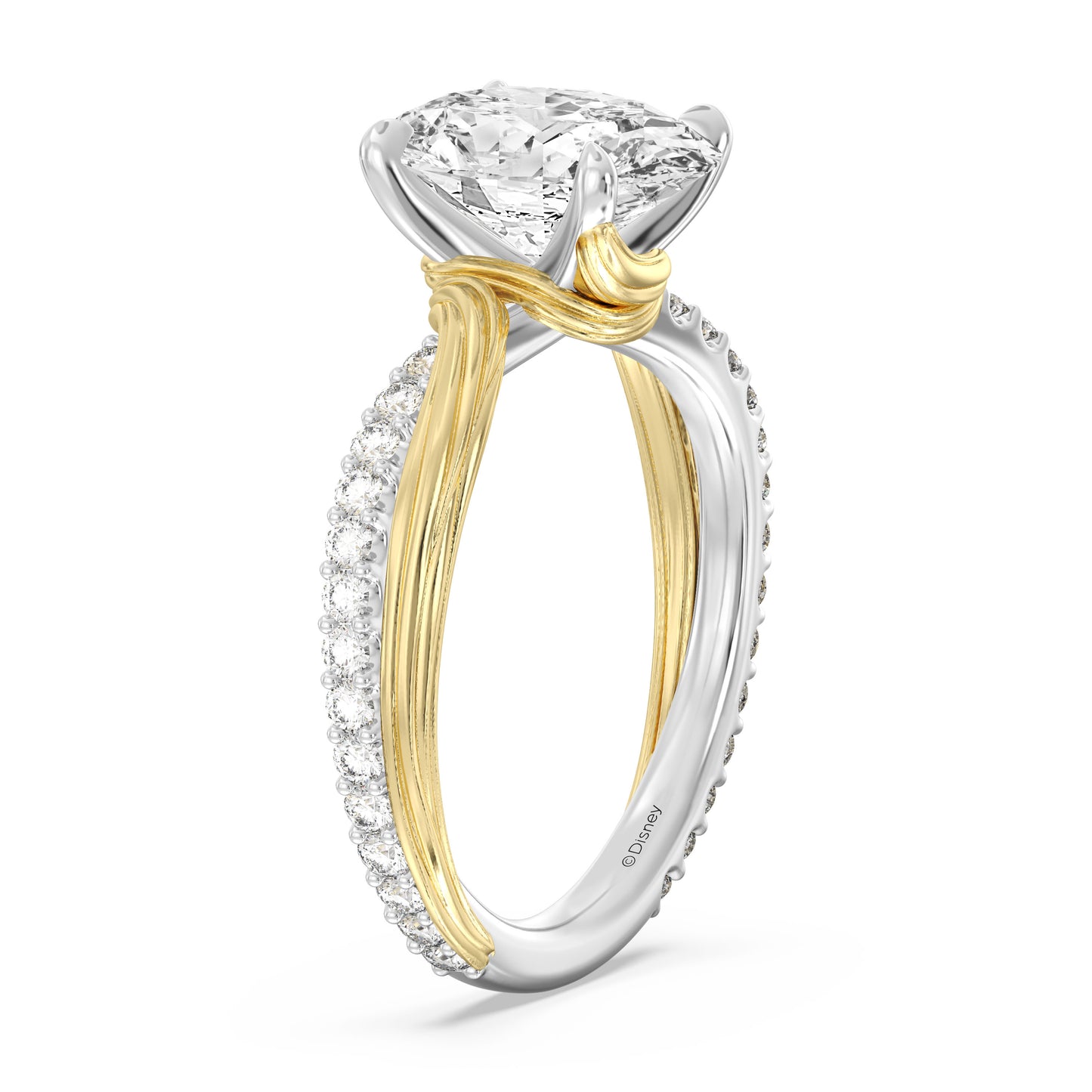 Enchanted Star Lab Grown Diamond Disney Princess Rapunzel Engagement Ring with 14K Two-Tone Gold Twisted-Band