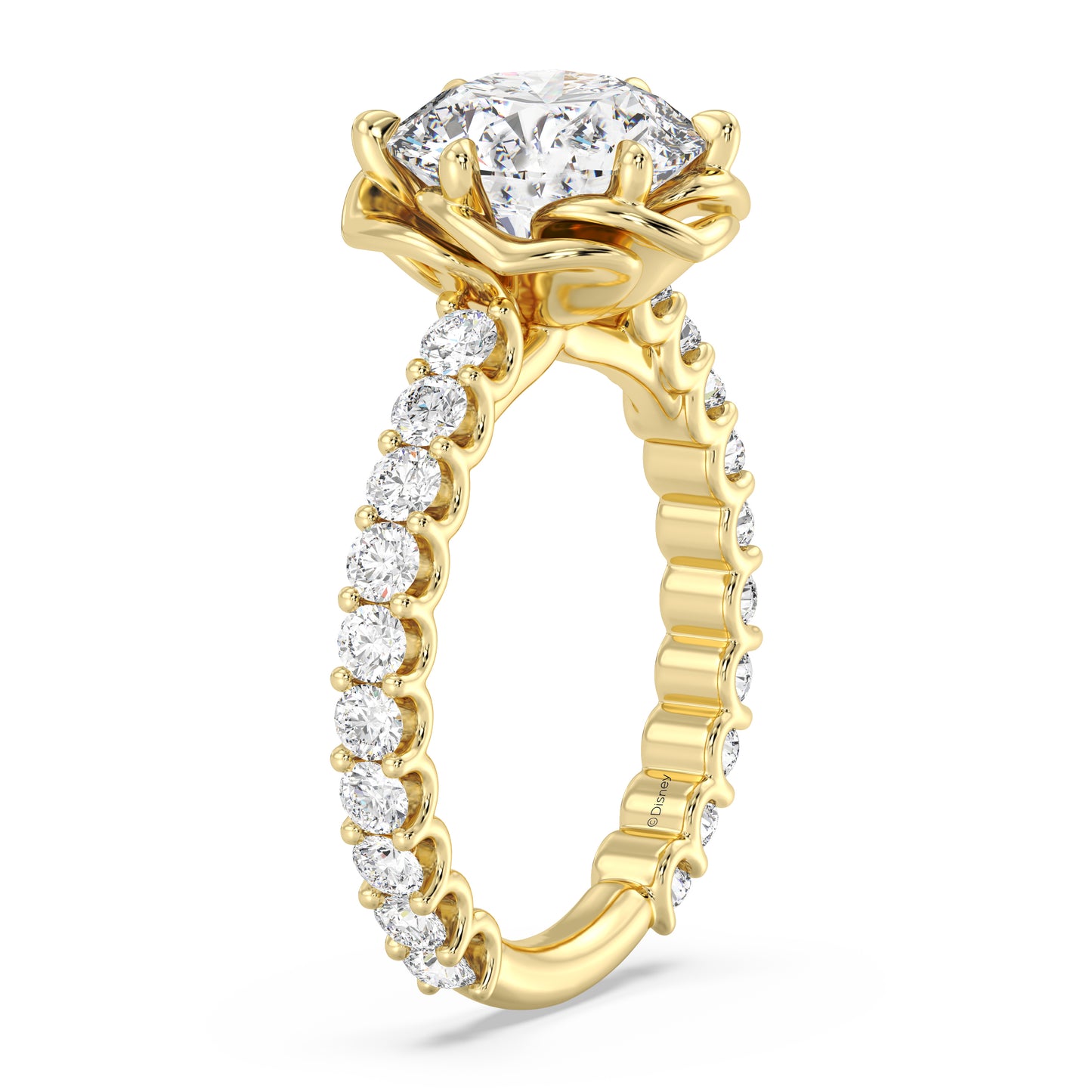 Enchanted Star Lab Grown Solitaire Diamond, Disney Princess Belle Engagement Ring in 14K Yellow Gold
