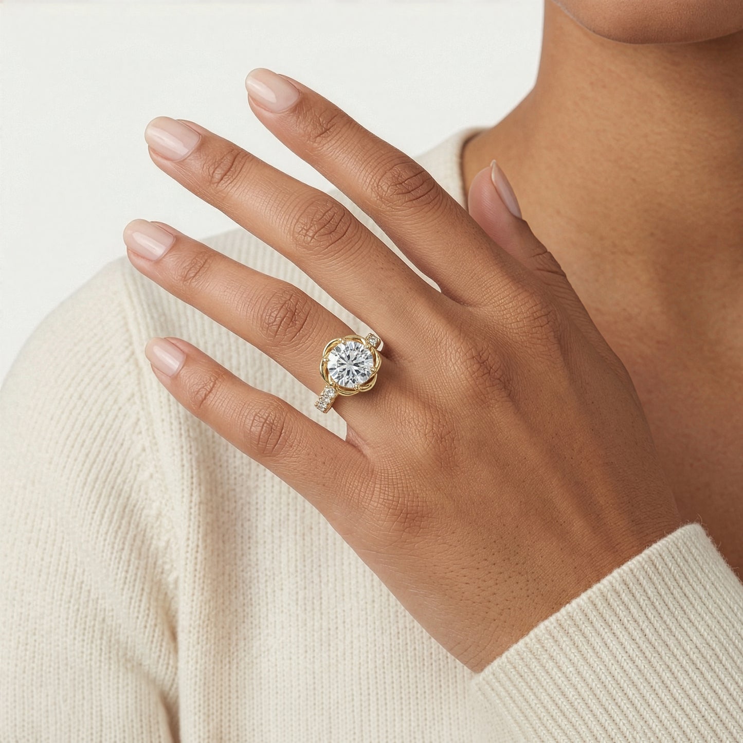 Enchanted Star Lab Grown Solitaire Diamond, Disney Princess Belle Engagement Ring in 14K Yellow Gold