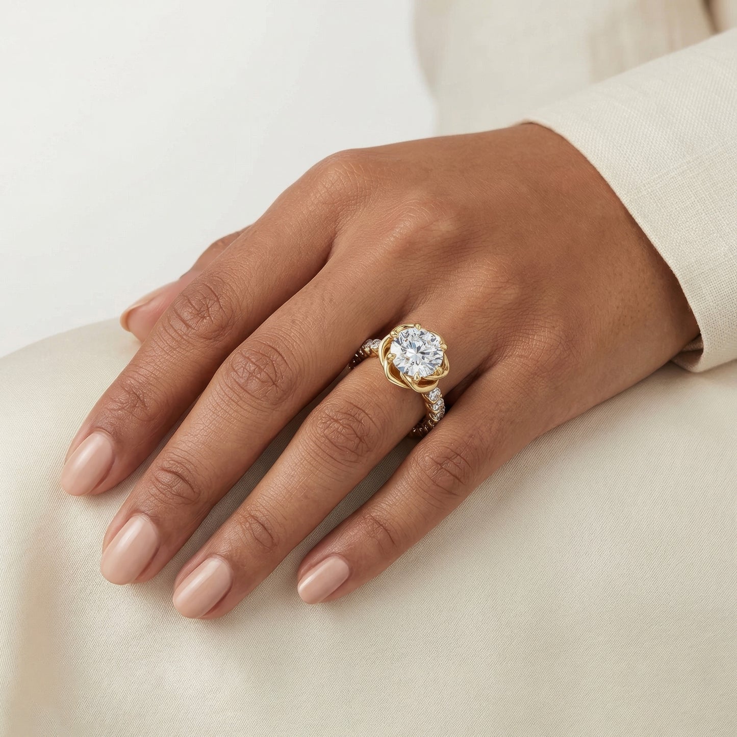Enchanted Star Lab Grown Solitaire Diamond, Disney Princess Belle Engagement Ring in 14K Yellow Gold