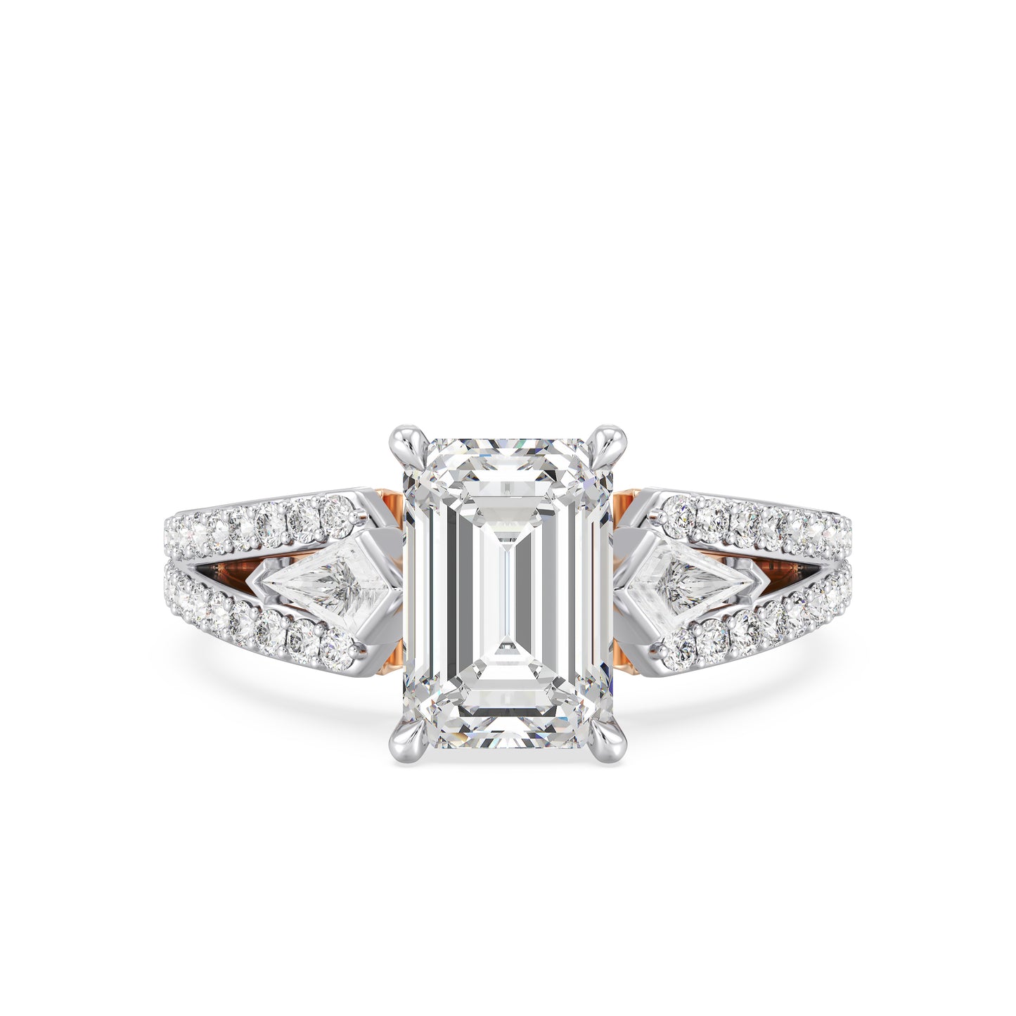 Enchanted Star Emerald Cut Lab Grown Diamond Disney Princess Aurora Engagement Ring in 14K Gold