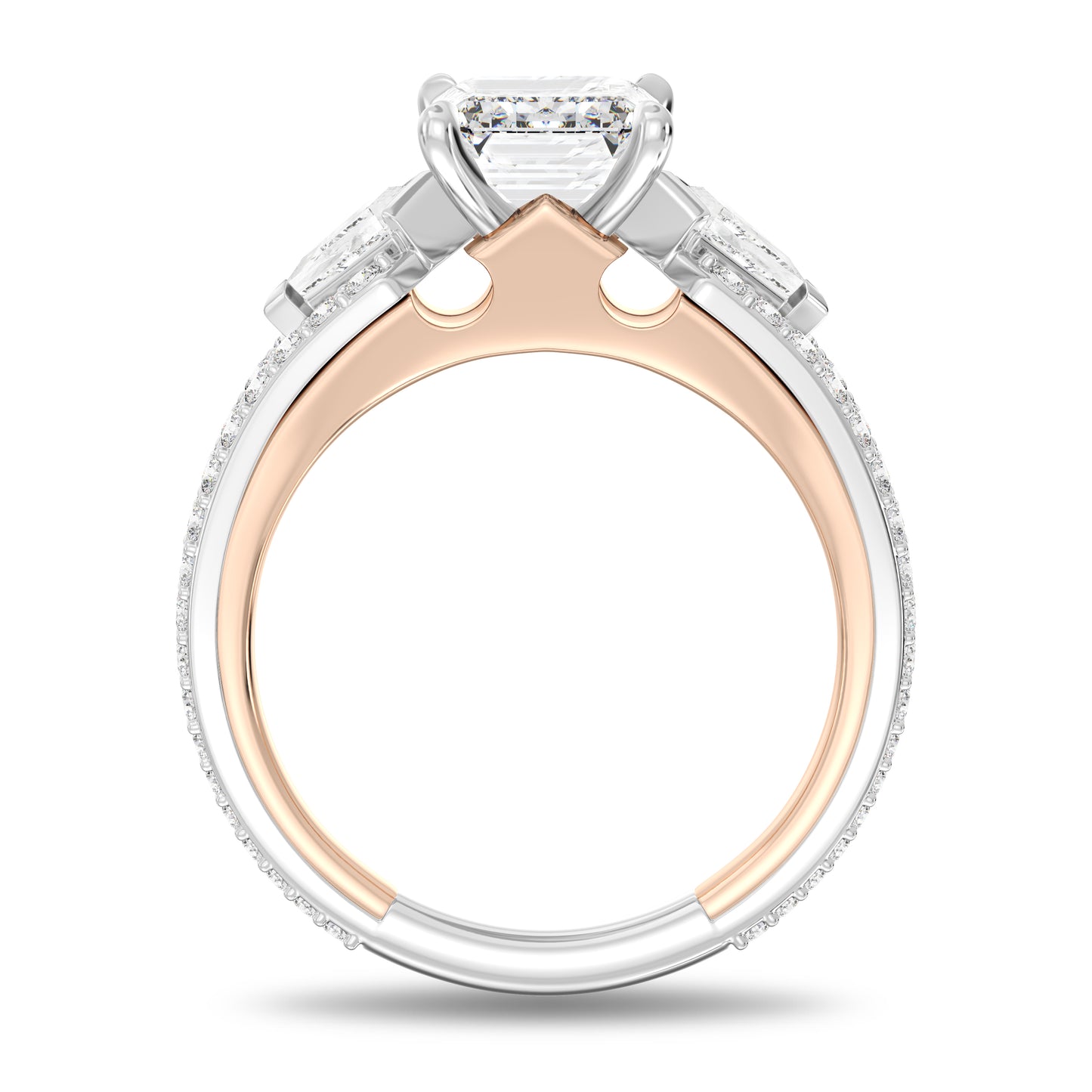 Enchanted Star Emerald Cut Lab Grown Diamond Disney Princess Aurora Engagement Ring in 14K Gold