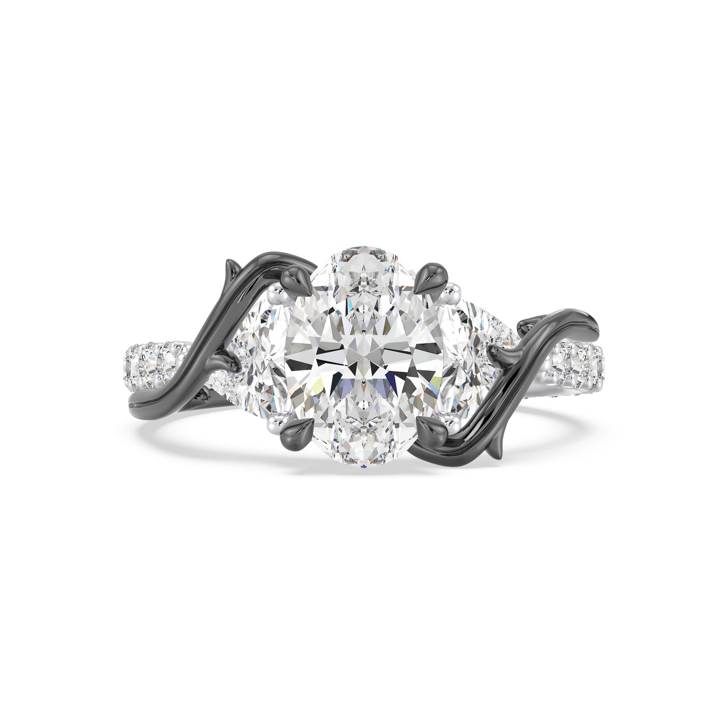 Enchanted Star Lab Grown Diamond, Dinsey Villain Maleficent Engagement Ring in 14K White Gold with Black Rhodium over Sterling Silver