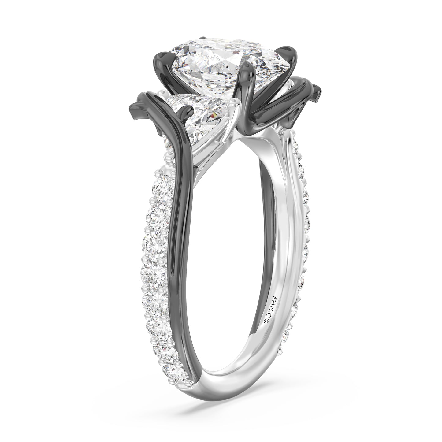 Enchanted Star Lab Grown Diamond, Dinsey Villain Maleficent Engagement Ring in 14K White Gold with Black Rhodium over Sterling Silver