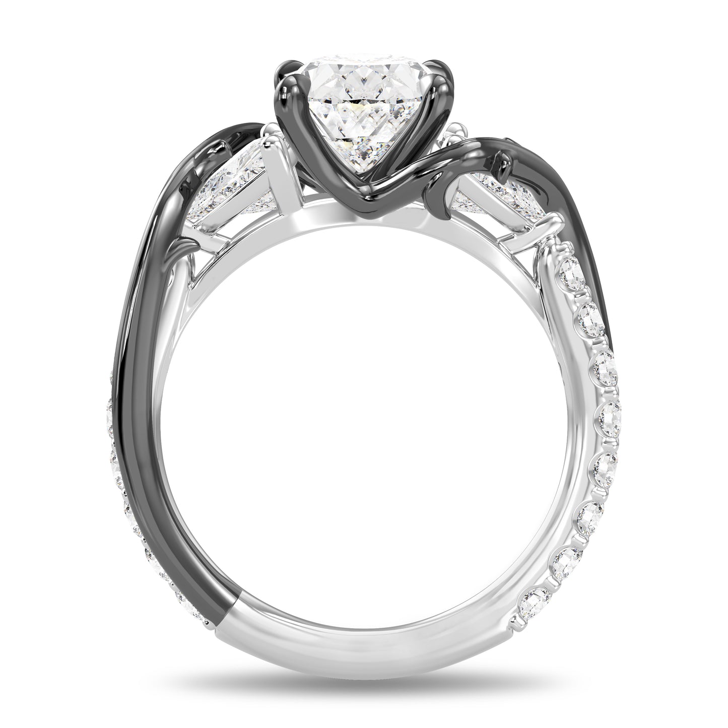 Enchanted Star Lab Grown Diamond, Dinsey Villain Maleficent Engagement Ring in 14K White Gold with Black Rhodium over Sterling Silver